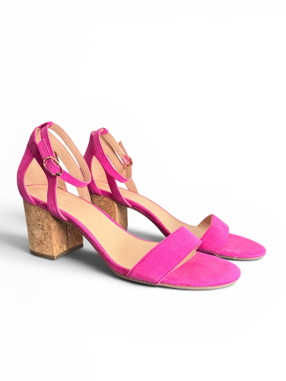 Ann Taylor Open-Toe Block Heel Sandals Hot Pink